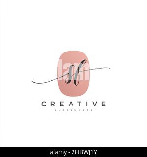 SF Initial handwriting minimalist geometric logo template vector art, Logo for business beauty, fashion, and other art Stock Vector