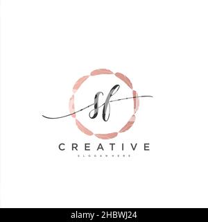 SF Initial handwriting minimalist geometric logo template vector art, Logo for business beauty, fashion, and other art Stock Vector