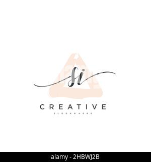 SI Initial handwriting minimalist geometric logo template vector art, Logo for business beauty, fashion, and other art Stock Vector