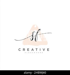 SF Initial handwriting minimalist geometric logo template vector art, Logo for business beauty, fashion, and other art Stock Vector