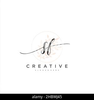 SF Initial handwriting minimalist geometric logo template vector art, Logo for business beauty, fashion, and other art Stock Vector
