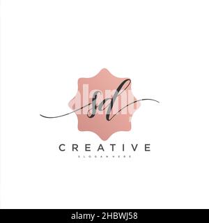 SD Initial handwriting minimalist geometric logo template vector art, Logo for business beauty, fashion, and other art Stock Vector