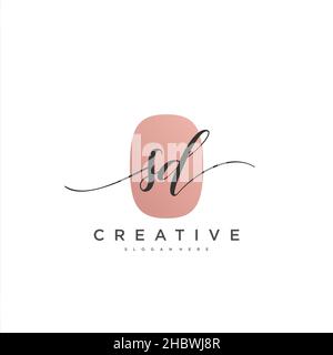 SD Initial handwriting minimalist geometric logo template vector art, Logo for business beauty, fashion, and other art Stock Vector