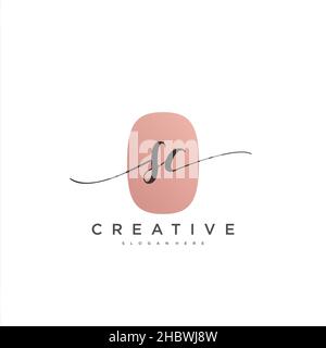 SC Initial handwriting minimalist geometric logo template vector art, Logo for business beauty, fashion, and other art Stock Vector