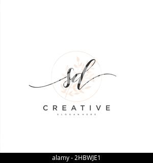 SD Initial handwriting minimalist geometric logo template vector art, Logo for business beauty, fashion, and other art Stock Vector