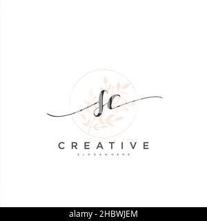 SC Initial handwriting minimalist geometric logo template vector art, Logo for business beauty, fashion, and other art Stock Vector