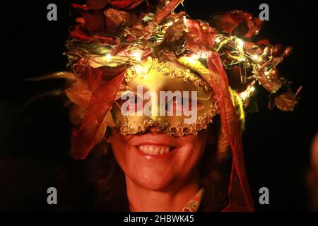 Penzance, Cornwall, UK. 21st Dec, 2021. The Montol Festival in Penzance Cornwall celebrates the winter solstice after a year off due to lock down last year. The Montol Festival, is now in it's 11th year and is part of the six days of arts and community festival. Alamy Live News Stock Photo