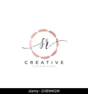 SR Initial handwriting minimalist geometric logo template vector art, Logo for business beauty, fashion, and other art Stock Vector