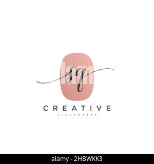 SQ Initial handwriting minimalist geometric logo template vector art, Logo for business beauty, fashion, and other art Stock Vector