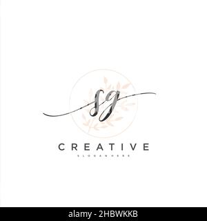 SG Initial handwriting minimalist geometric logo template vector art, Logo for business beauty, fashion, and other art Stock Vector