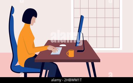 Home office. Vector illustration in flat design. Stock Vector
