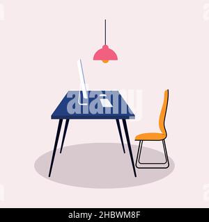 Workplace furniture. Vector illustration in flat design. Stock Vector