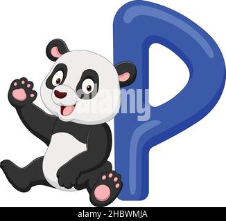 Alphabet letter P for Panda Stock Vector