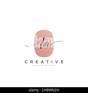 TW Initial handwriting minimalist geometric logo template vector art, Logo for business beauty, fashion, and other art Stock Vector