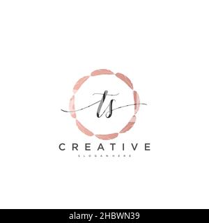 TS Initial handwriting minimalist geometric logo template vector art, Logo for business beauty, fashion, and other art Stock Vector