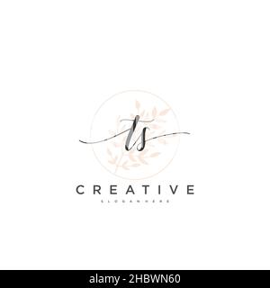 TS Initial handwriting minimalist geometric logo template vector art, Logo for business beauty, fashion, and other art Stock Vector