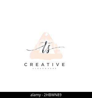 TS Initial handwriting minimalist geometric logo template vector art, Logo for business beauty, fashion, and other art Stock Vector