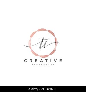 TI Initial handwriting minimalist geometric logo template vector art, Logo for business beauty, fashion, and other art Stock Vector