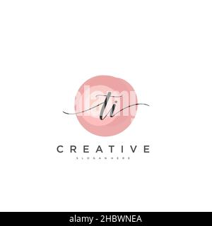 TI Initial handwriting minimalist geometric logo template vector art, Logo for business beauty, fashion, and other art Stock Vector