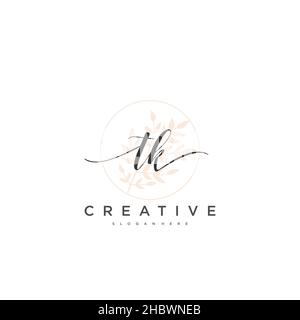 TK Initial handwriting minimalist geometric logo template vector art, Logo for business beauty, fashion, and other art Stock Vector