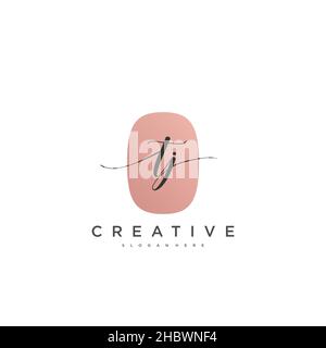 TJ Initial handwriting minimalist geometric logo template vector art, Logo for business beauty, fashion, and other art Stock Vector