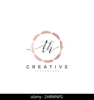 TH Initial handwriting minimalist geometric logo template vector art, Logo for business beauty, fashion, and other art Stock Vector