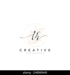 TH Initial handwriting minimalist geometric logo template vector art, Logo for business beauty, fashion, and other art Stock Vector