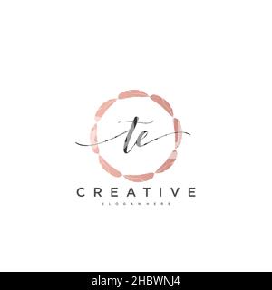 TE Initial handwriting minimalist geometric logo template vector art, Logo for business beauty, fashion, and other art Stock Vector