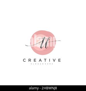 TF Initial handwriting minimalist geometric logo template vector art, Logo for business beauty, fashion, and other art Stock Vector