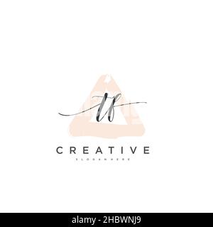 TF Initial handwriting minimalist geometric logo template vector art, Logo for business beauty, fashion, and other art Stock Vector