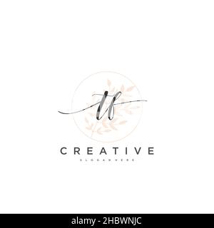 TF Initial handwriting minimalist geometric logo template vector art, Logo for business beauty, fashion, and other art Stock Vector