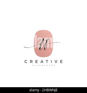 TF Initial handwriting minimalist geometric logo template vector art, Logo for business beauty, fashion, and other art Stock Vector