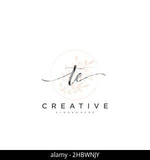 TE Initial handwriting minimalist geometric logo template vector art, Logo for business beauty, fashion, and other art Stock Vector