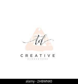 TD Initial handwriting minimalist geometric logo template vector art, Logo for business beauty, fashion, and other art Stock Vector