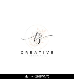 TZ Initial handwriting minimalist geometric logo template vector art, Logo for business beauty, fashion, and other art Stock Vector