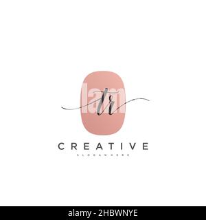 TR Initial handwriting minimalist geometric logo template vector art, Logo for business beauty, fashion, and other art Stock Vector