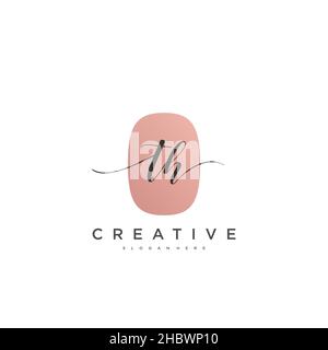 TH Initial handwriting minimalist geometric logo template vector art, Logo for business beauty, fashion, and other art Stock Vector