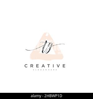 TG Initial handwriting minimalist geometric logo template vector art, Logo for business beauty, fashion, and other art Stock Vector