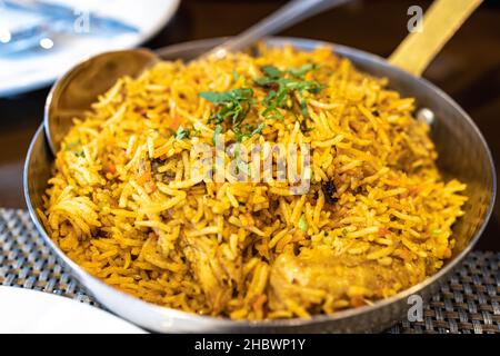 Popular India food Mughlai biryani in the restaurant Stock Photo