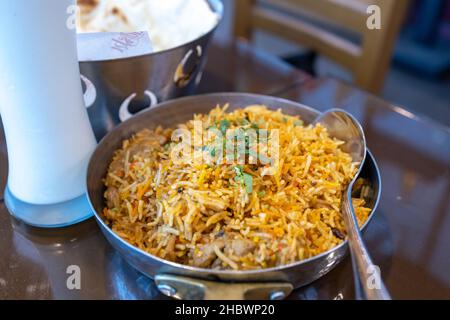 Popular India food Mughlai biryani in the restaurant Stock Photo