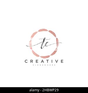 TC Initial handwriting minimalist geometric logo template vector art, Logo for business beauty, fashion, and other art Stock Vector