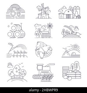 Agriculture and farming, season of harvesting Stock Vector