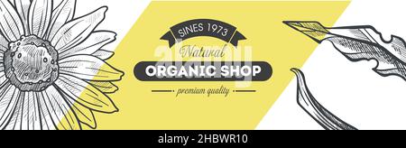 Organic shop with premium quality natural products Stock Vector