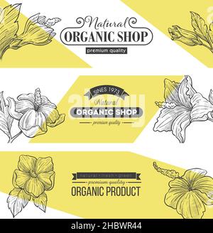 Natural organic shop with premium quality vector Stock Vector