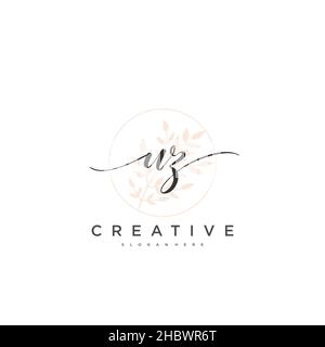 UZ Initial handwriting minimalist geometric logo template vector art, Logo for business beauty, fashion, and other art Stock Vector