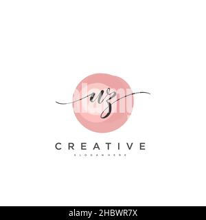 UZ Initial handwriting minimalist geometric logo template vector art, Logo for business beauty, fashion, and other art Stock Vector