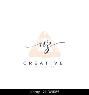 UZ Initial handwriting minimalist geometric logo template vector art, Logo for business beauty, fashion, and other art Stock Vector