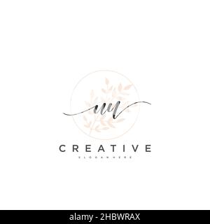 UU Initial handwriting minimalist geometric logo template vector art, Logo for business beauty, fashion, and other art Stock Vector