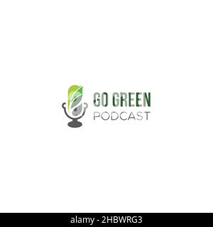 Flat simple design Go Green PODCAST logo design Stock Vector