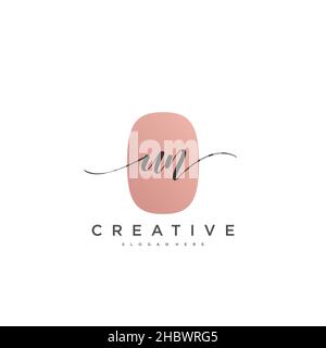 UN Initial handwriting minimalist geometric logo template vector art, Logo for business beauty, fashion, and other art Stock Vector